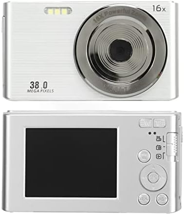 Дигитална камера 1080P, 38-Мегапикселова Преносим Компактен Фотоапарат с 2,4-инчов екран, 16-Кратно Цифрово Увеличение HD Камера, Вграден