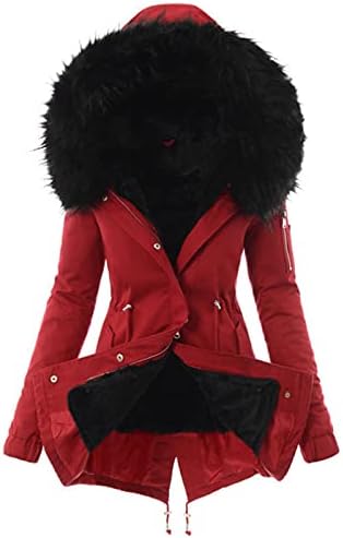Жена Топло Зимно палто, Утепленная яке-Пуховик, Стеганая Парк на Руното Лигавицата, Палто с качулка, Отороченным изкуствена кожа