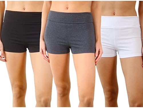 Дамски къси панталони за йога от еластичен памук Pure Look, 3 опаковки, С гънки на талията, по-Активни, за йога