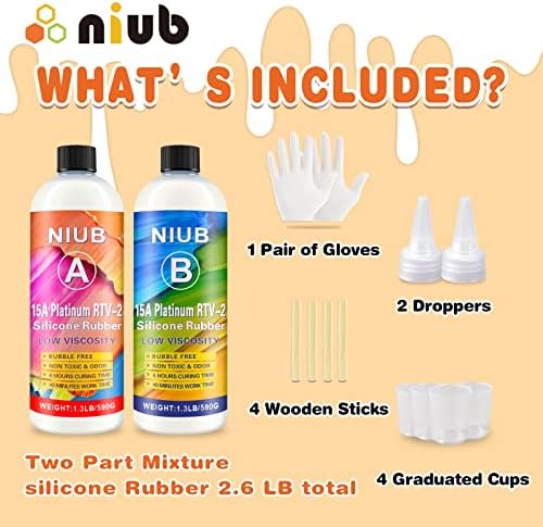 Комплект за производство на силиконови форми NIUB, Определени за извършване на форми с тегло 42 грама 15А, Нетоксичен Течен Силикон