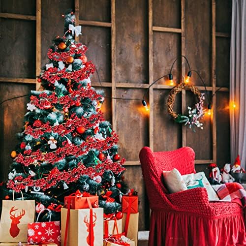 Коледна Украса от Гирлянди, 6 фута Червена Плодове Венец, Изкуствена Зимни Плодове Венец за Камината, Коледен Празничен Коледен Декор