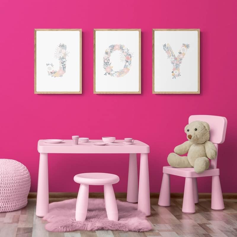 ВОТРОН Цветни Букви от Азбуката Стенно Изкуство Платно Плакати И Щампи За Розово Декор на Детска Стая Интериор на Стаята