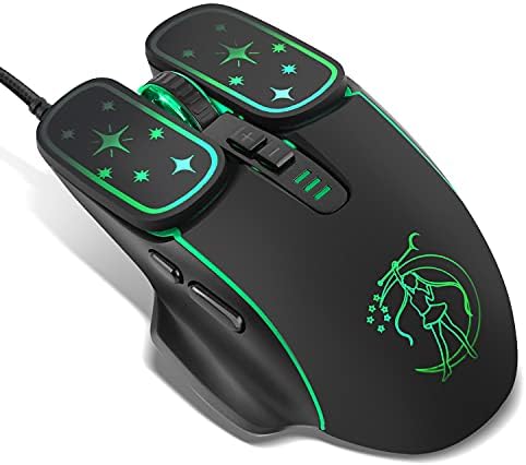 Детска мишката Greshare, оптична геймърска мишка със задно осветление 4 цвята, ергономична проводна USB с разделителна способност от