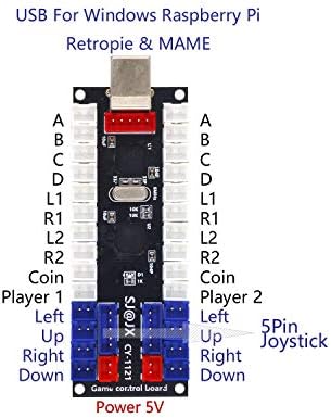 SJ @JX Аркадна Такса USB-Энкодера за 2 играчи с нула Закъснение на Игрален контролер САМ Kit 20x Кабел за бутоните 2x Кабел Джойстик за Retro
