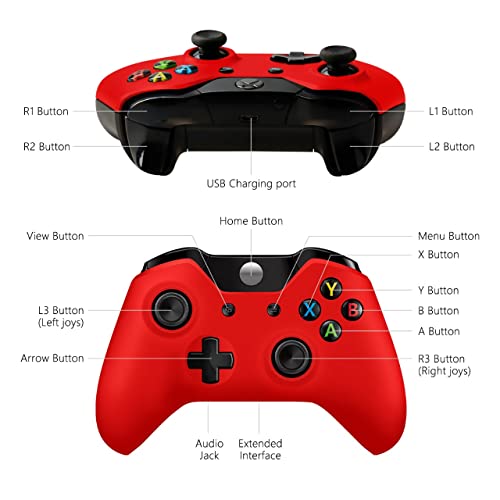 Безжичен контролер Isferch, съвместим с Xbox One за всички модели Xbox One, серия X ' S и на КОМПЮТРИ с жак за слушалки 3.5 мм (червен)