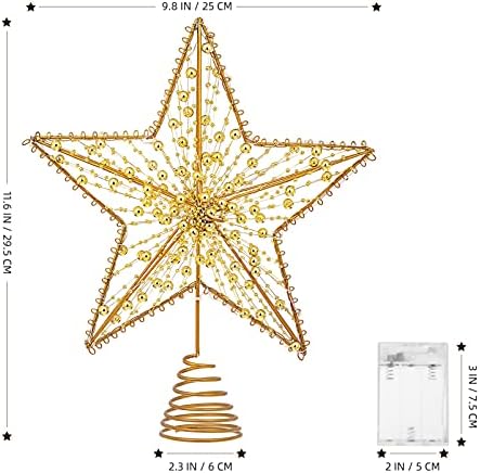 NUOBESTY Коледно Дърво Topper Звезда Коледно Дърво, Желязо Topper Коледно Дърво Звезда в цилиндър с Led Подсветка Декор на Коледната Елха