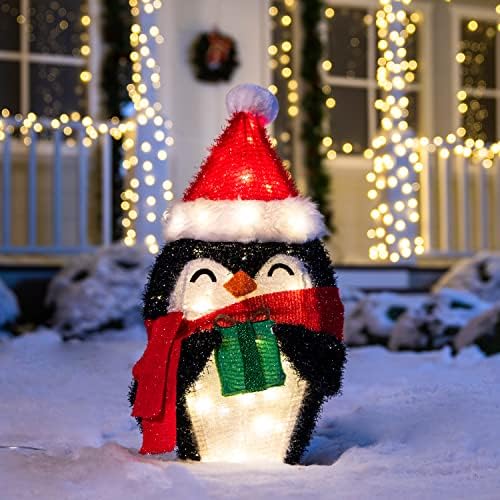 Joiedomi 21in Мишурный Penguin 80 Led Топли Бели Двора на Лампи за Коледни Улични Градински Украси В Двора, Украса за Коледните