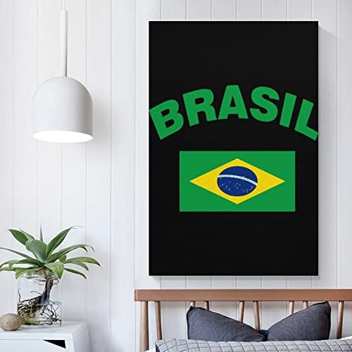 Флаг на Бразилия Печатна Картина на Стенно Изкуство, Съвременно Произведение, Вертикална Подвесная Картина за Декорация на