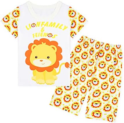 Комплект От 2 теми, Дрехи за малките Момчета, Жълти Тениски с къс ръкав и штанами с Шарките на Малкия Лъв, 3-6 години