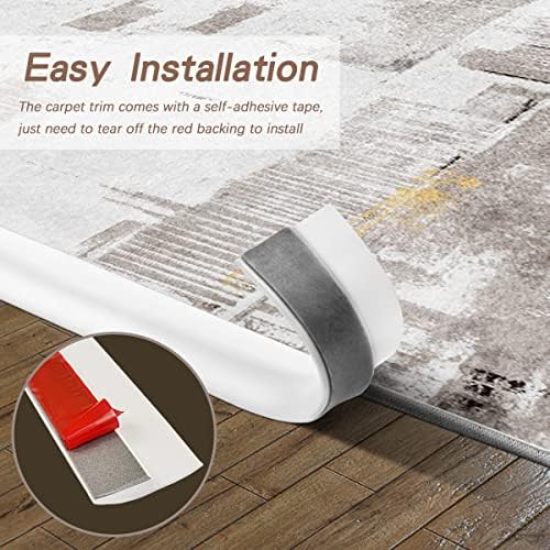Къса лента на пода на Самозалепващи Преходна лента, за праг на Килима PVC за килими и Кантиране на пода (3 мм, 20 метра, бял)