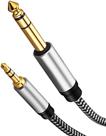 MORELECS 6,35 мм, 1/4с Щепсел с 3.5 мм 1/8Plug TRS Стерео аудио кабел 25 метра 3,5 мм-6,35 мм, аудио кабел, Съвместим с китара, пиано,