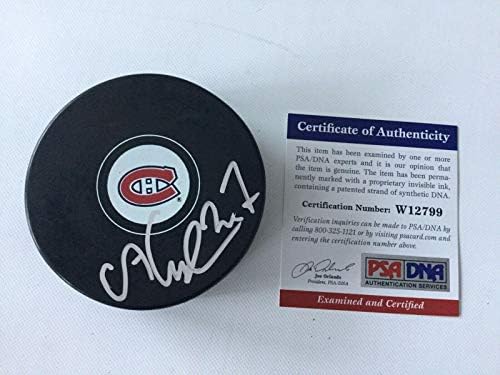 Алекс Гальченюк подписа хокей шайба Монреал Канадиенс с автограф на PSA DNA COA a - за Миене на НХЛ с автограф
