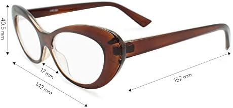 2SeeLife Кафяви, овални, очила за четене с кошачьим око за жените, за да изглежда стилно с високо зрение - Удобен за всички форми