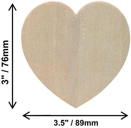 Creative Hobbies® Непълни форми за изрязване на сърцата от дърво, готови за боядисване или декорированию, ширина 3,5 инча, Опаковки от 12