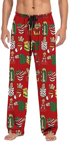 Мъжки Пижамные Панталони, Коледна Пижама с Шарките на Елф с Еластична Талия, Пижами, Коледни Пижамные Панталони С Завязками, Спортни
