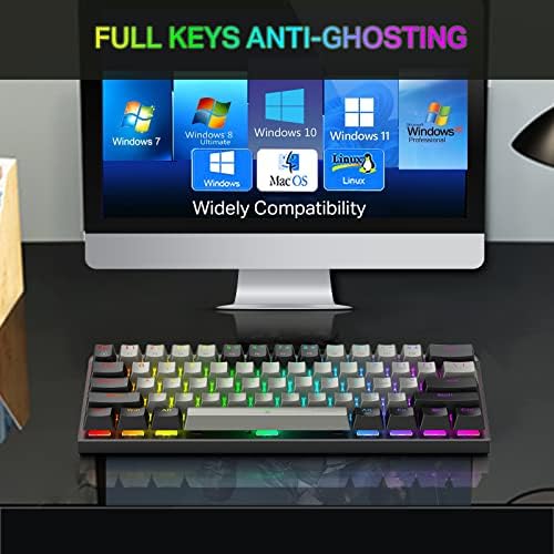 E-YOOSO 60% Жичен ръчна детска клавиатура с подсветка RGB, Ультракомпактная 61 Клавиша с възможност за гореща замяна, Мини Водоустойчив Жичен