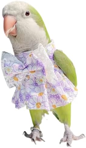 Облекло за птици - Памук Сарафан ръчно изработени с Цветен Модел и Завързана Интериор под формата на Banta, Както и Костюм, Риза за Папагали,