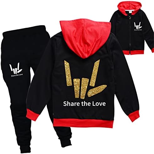 HUANXA Child Share the Love Hoody с качулка с цип и Панталони, Всекидневни Спортни дрехи за Момчета и Момичета, Комплект дрехи от
