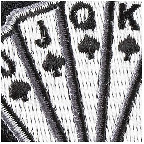 Патчстоп Игра на Карти за Роял Флъш Върхове Железни Ивици за дрехи Дънки - 3x2,75 инча Малка нашивка с ръцете си, за да Якета, Чанти - Бродирани