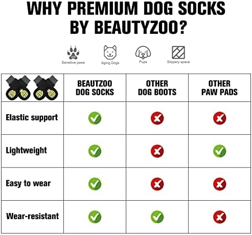 Нескользящие Чорапи за кучета BEAUTYZOO за малки, Средни и Големи кучета, за Защита на кучешки лапи за пода от твърдо дърво, за възрастни
