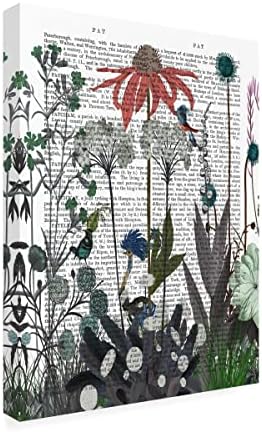 Търговска марка на изобразителното изкуство Wildflower Bloom Страусиная портретно печат, платно, от Fab Фънки