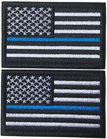 Комплект от 2 теми-Тактически полицейски ленти на правоохранителните органи на Тънка Синя Линия на Американския Флаг на САЩ Военни