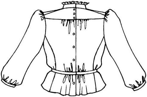 Фолк облекло Гибсън Момиче Blouse 205 Женска Риза с висока воротом Топ с Репродукцией на 1900-те години, Модел за шиене (Само на образи),
