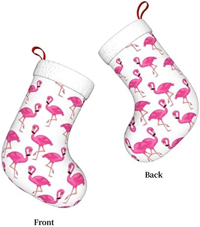 Сладки Коледни Чорапи с Фламинго от Варфа, Украшения за Елхи, Коледни Чорапи за Коледа на Празнични партита, Подаръци 18 Инча