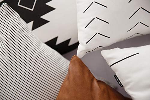 HOMFINER Декоративни Калъфки за възглавници за дивана, пакет от 6, Памук с Модерен Дизайн, Геометрични Ленти, Калъф за легла или възглавници