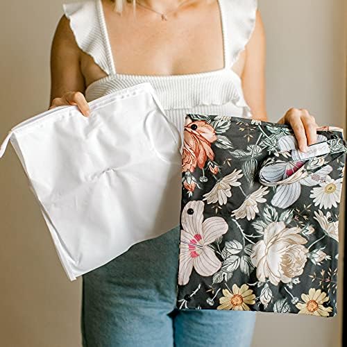 Комплект Големи чанти за молокоотсоса от веганской на кожата за работещи майки - Удобна чанта за влажни сушене с цветен модел