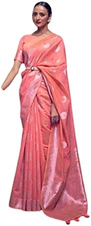 Дизайнерски индийската традиционна блуза сари от чист лен, изтъкана Зари класически мюсюлманско фестивала сари 2560