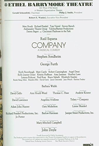Компанията, билборд бродвейской пиеси + Раул Эспарза, Барбара Уолш, Мат Касъл, Хедър Lowes