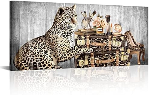 Kalormore Модерен Плакат с изображение на Леопард, Реколтата, Аксесоари За Грим, Чанти, Обувки на Висок Ток, Бляскав Плакат,