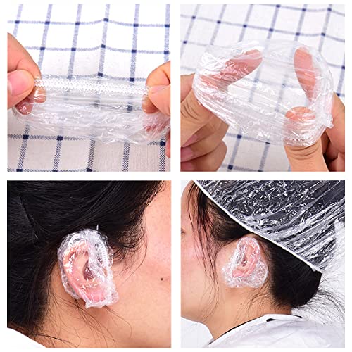 JORPETS 100 Прозрачни Опаковки за Еднократна употреба Ушни Покритие Водоустойчив Ушни Калъфи за Боядисване на Коса, Душ, Къпане
