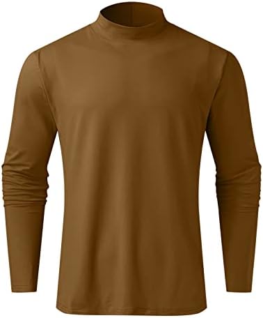 NQyIOS/ Мъжки Основни Блузи с дълъг ръкав, Имитация на Turtlenecks, Всекидневни Пуловер, Тениска, Приталенная Однотонная Базова Риза,