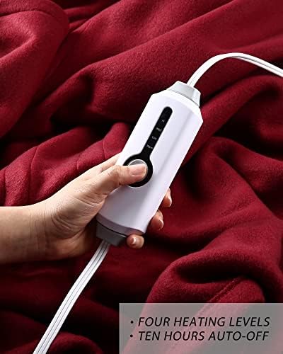 Одеяло с топъл, 62x84 инча, Двустранно Електрическо Одеяло от Мека Отвътре, Може да се Пере в перална машина, Бързо загряване