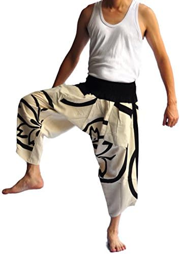 Модерен мъжки панталони Siam в японски стил с Един размер, Напълно Черни