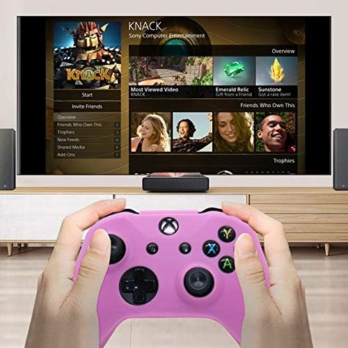 Розови скинове за контролера на Xbox One S, силиконов защитен калъф HLRAO, набор от аксесоари за безжична/кабелна геймпада на Microsoft Xbox