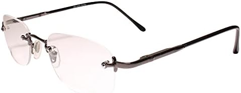 Очила за четене с Пружинным тръба на шарнирна Връзка Без Рамки, Правоъгълни Бифокални Очила за четене от Оръжеен метал 1.50