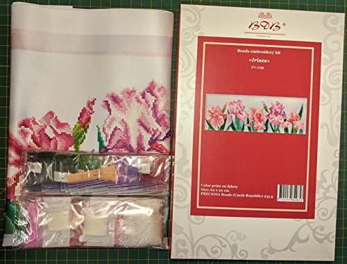 Комплект за бродиране с мъниста BeadsCreative Irises TN 1186 24,4 x 8,66 Модерна Бродерия Кафяв, Син, Бял