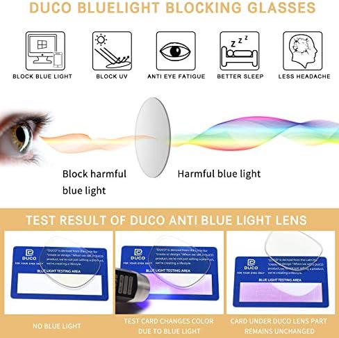 DUCO Blue Light Очила за Жени, Мъже Блокер Сини лъчи Очила Компютърни Очила за тийнейджъри Зелена Ретро Квадратни Рамки