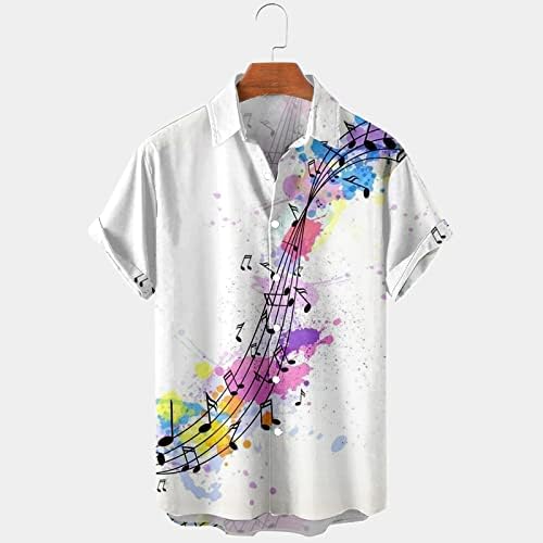 HDDK/ Мъжки Ежедневни Ризи с копчета и Къс ръкав, Летни Плажни Хавайски Върховете в Ретро стил С Принтом Музикални Ноти Обичайното Намаляване