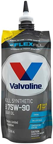 Valvoline Flexfill SAE 75W-90 е Напълно синтетично трансмисионно масло 1 КВ., опаковка от 4 броя и FlexFill Напълно синтетично трансмисионно