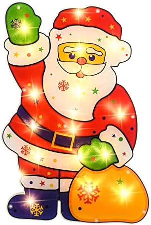 Alladinbox 17-Инчов Силует на Дядо Коледа на прозореца с подсветка и Подарочным пакет, Коледна украса с подсветка - Стенен лампа/Настолна