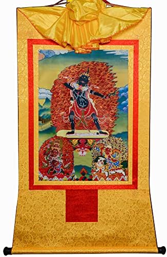 Гандханра Три Дхармапалы Гелугпы, Палден Лхамо, Махакала, Ямантака, Тибетски Живопис Тханка, Будистка Брокат Тханка, Гоблен на