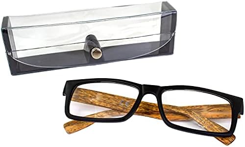 Очила за четене Global Vision Wood Премиум-клас с Черна Рамка от Поликарбонат с имитация на дърво Кафяв Храм Акрилни Прозрачни