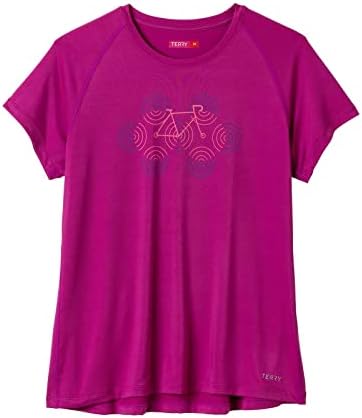 Велосипеден топ Terry Tech Tee Flow - Дамски Ежедневни Велосипедна риза Свободно намаляване на UPF 50+ с кръгло деколте и Къс ръкав