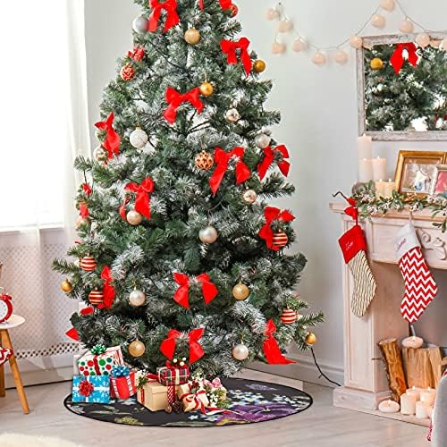 xigua Коледно Дърво Мат Пеперуда и Маргаритка Акварел Коледно Дърво Поставка Мат Коледно Дърво Пола Коледна празнична Украса за