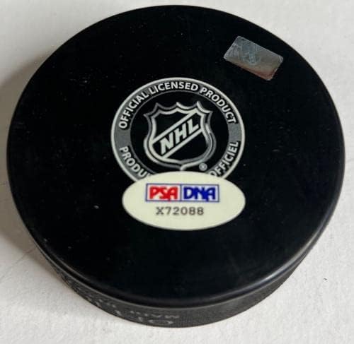Джон Гибсън подписа хокей шайба Анахайм Дъкс PSA X72088 - за Миене на НХЛ с автограф