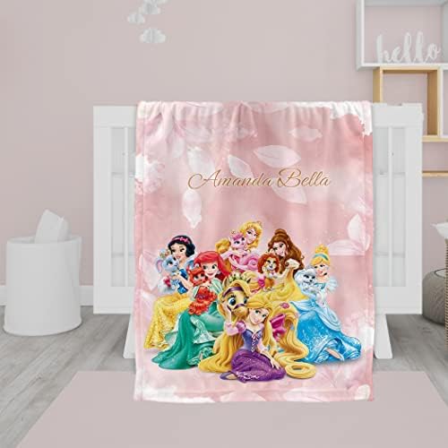 Персонални Бебешки Одеала Angeline Kids, Произведени в САЩ, Детско Одеало Принцеса с име, Детско Одеало на поръчка, Подарък за Момичета